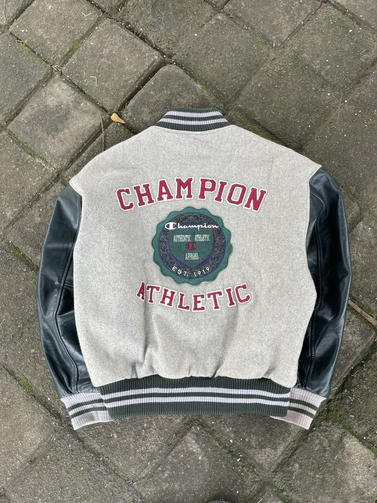 Champion × Vintage Vintage Varsity Leather Jacket Size US XXL / EU 58 / 5 - 1 Thumbnail