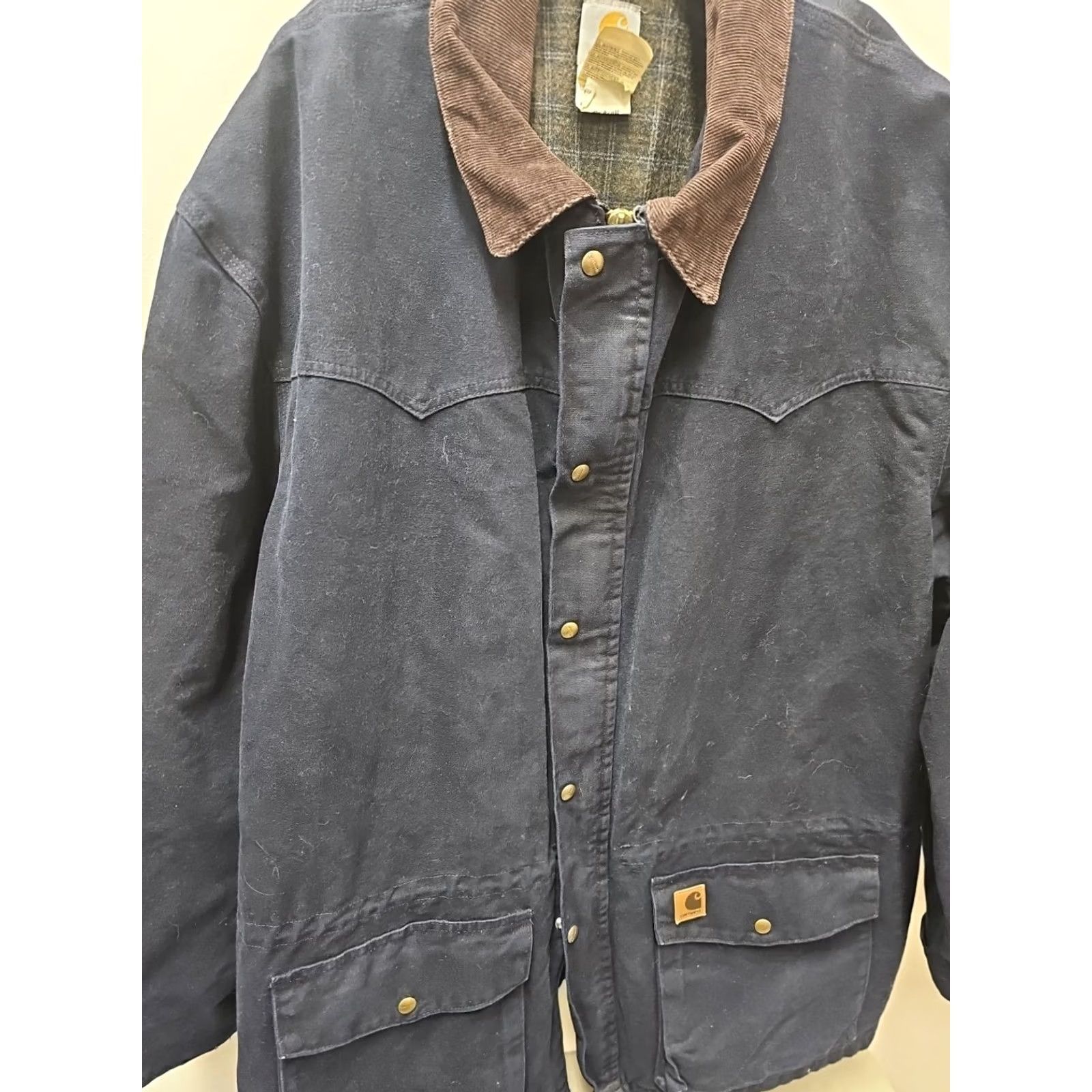 Carhartt Carhartt Rancher C52MDT Dark Blue Long Sleeve Chore Coat Denim 4xl Mens Regular Zip Pocket Pockets Autumn Winter Button Snaps Size US XXL / EU 58 / 5 - 3 Thumbnail
