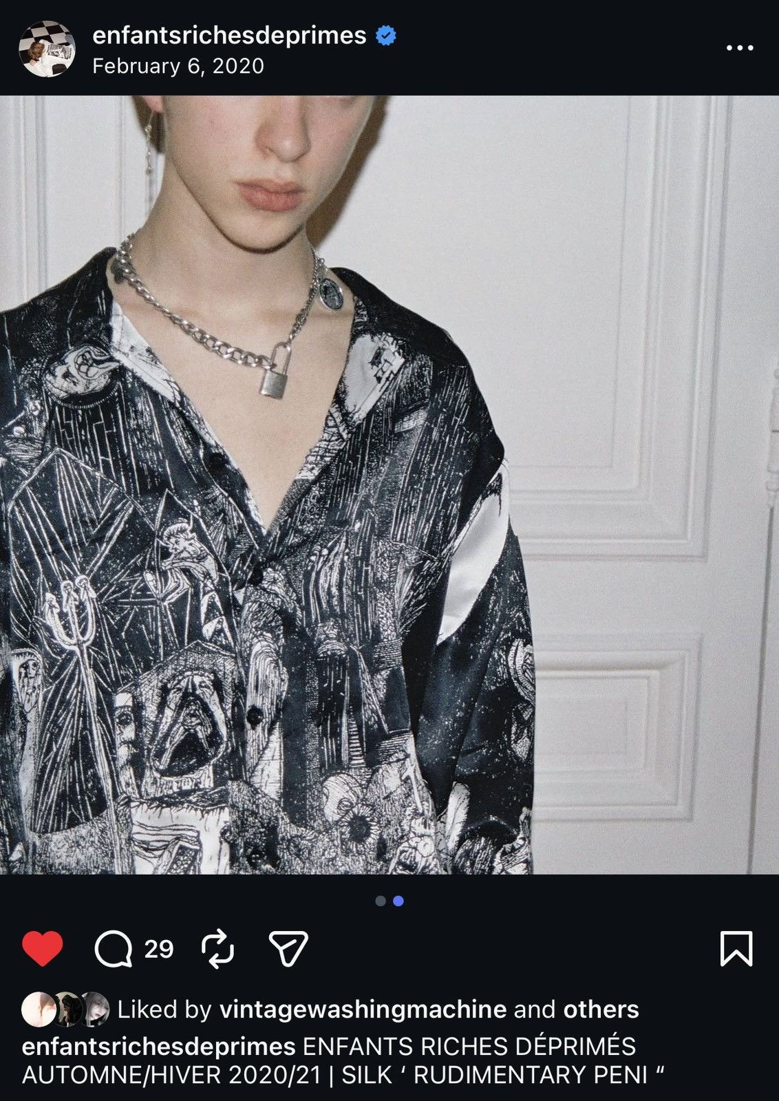 Enfants Riches Deprimes (New) ERD AW’20 “Rudimentary” Silk shirt / LS Size US M / EU 48-50 / 2 - 14 Thumbnail