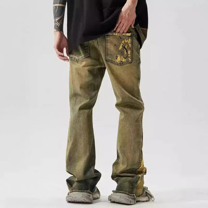 Japanese Brand Retro loose straight leg spliced jeans Size US 32 / EU 48 - 3 Thumbnail