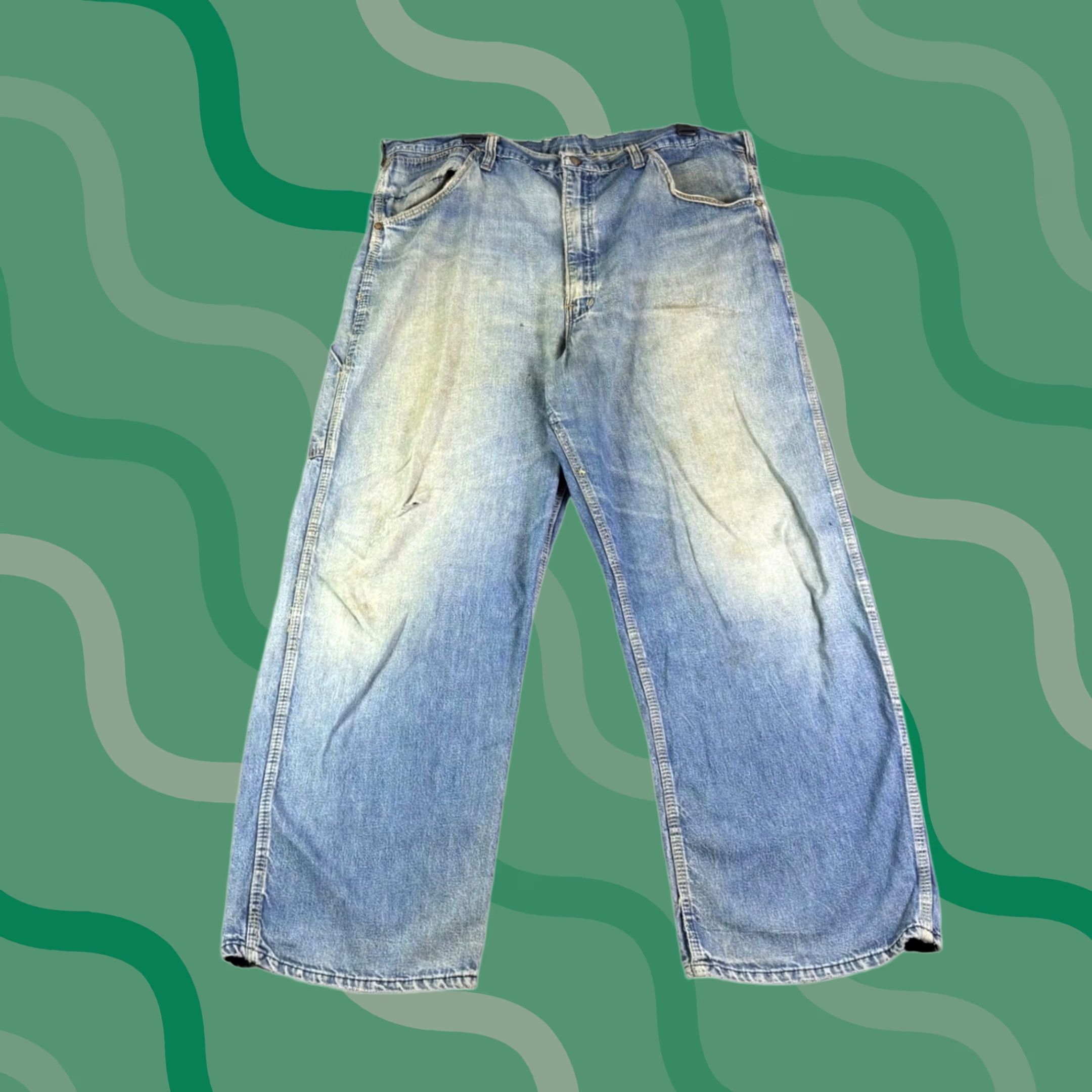 Carhartt VINTAGE Carhartt Jeans Mens 36x29 Light Wash Distressed Workwear Size US 36 / EU 52 - 1 Thumbnail