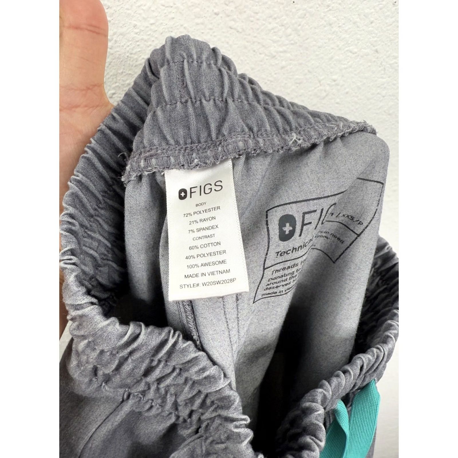 Vintage FIGS Zamora Jogger Scrub Pants Gray Women’s 2XS PETITE Size 24" / US 00 / IT 34 - 7 Thumbnail