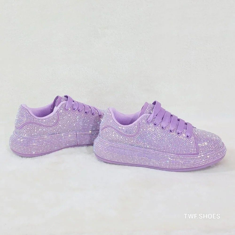 Other Dazzle Cush Lilac Purple Rhinestone Comfy Platform Sneakers Size US 9 / IT 39 - 3 Thumbnail