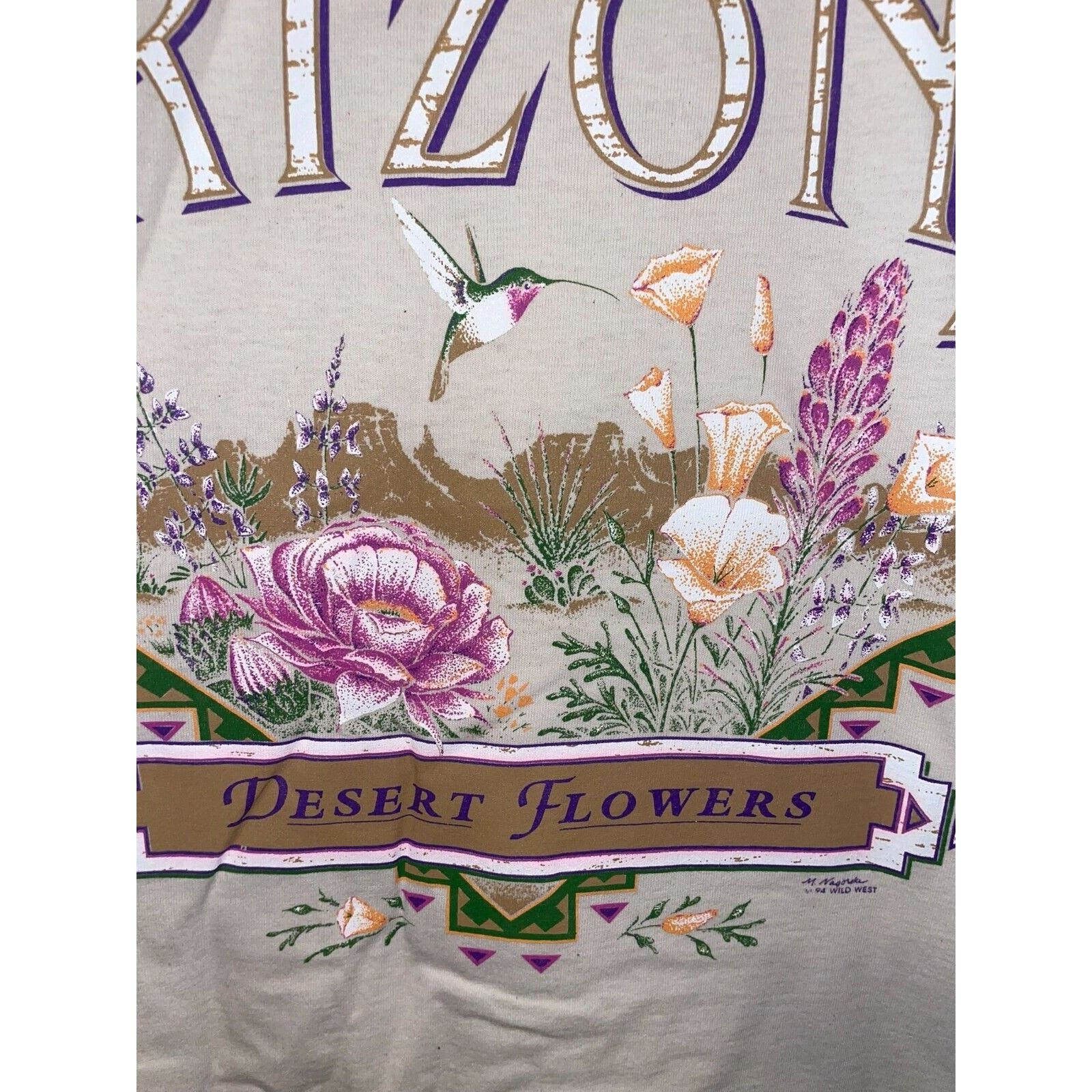 Jerzees 90s Vintage Arizona Desert Flowers White Shirt VTG L Large Size US L / EU 52-54 / 3 - 5 Thumbnail