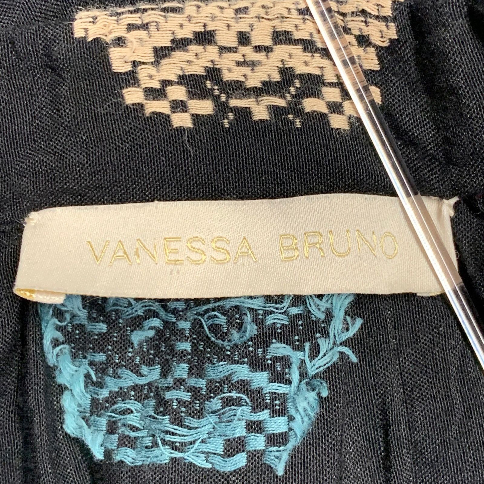 Vanessa Bruno Black Multi Color Cotton Embroidered V-Neck Tunic Blouse Size XS / US 0-2 / IT 36-38 - 5 Thumbnail