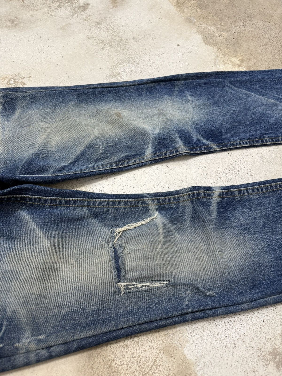 Japanese Brand Lolita Distressed Embroidery Mudwash Whisker Union Jack Pant Size US 29 - 6 Thumbnail