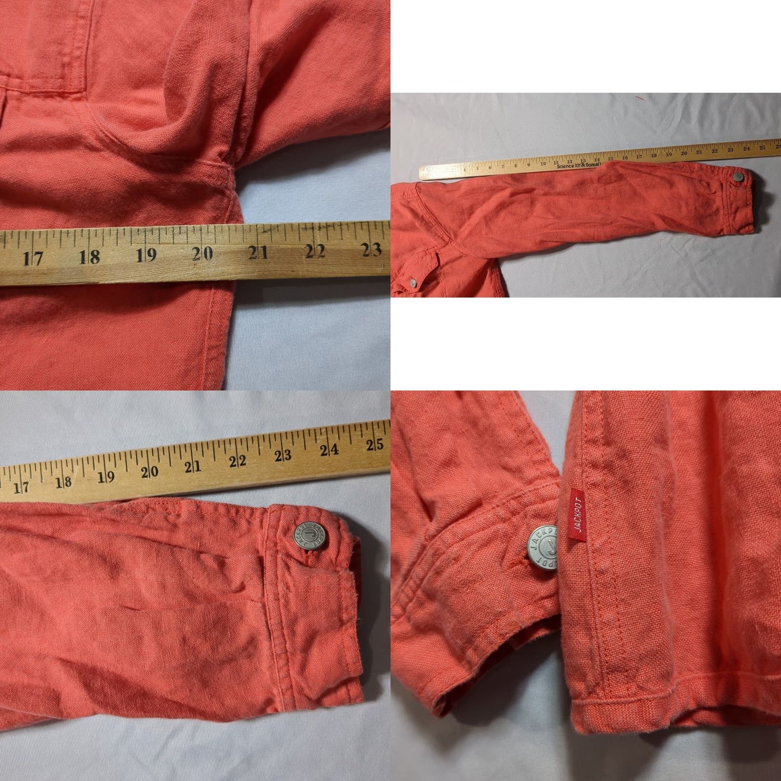 Vintage VINTAGE Jackpot by Carli Gry Babette Linen Trucker Jacket Coral Womens 3 Medium? VTG Y2K Size L / US 10 / IT 46 - 8 Thumbnail