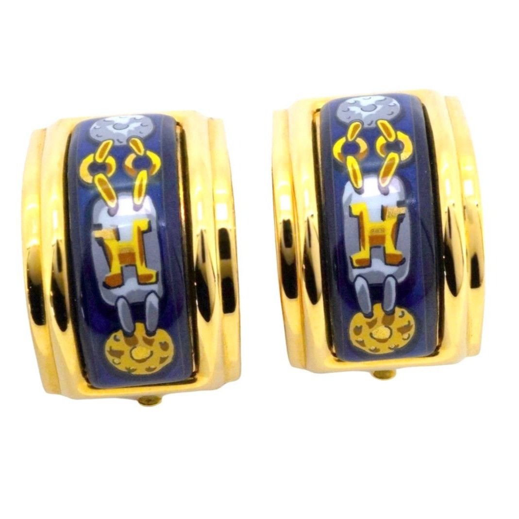 Hermes Vintage Hermes cloisonne golden earrings with blue Size ONE SIZE - 1 Thumbnail