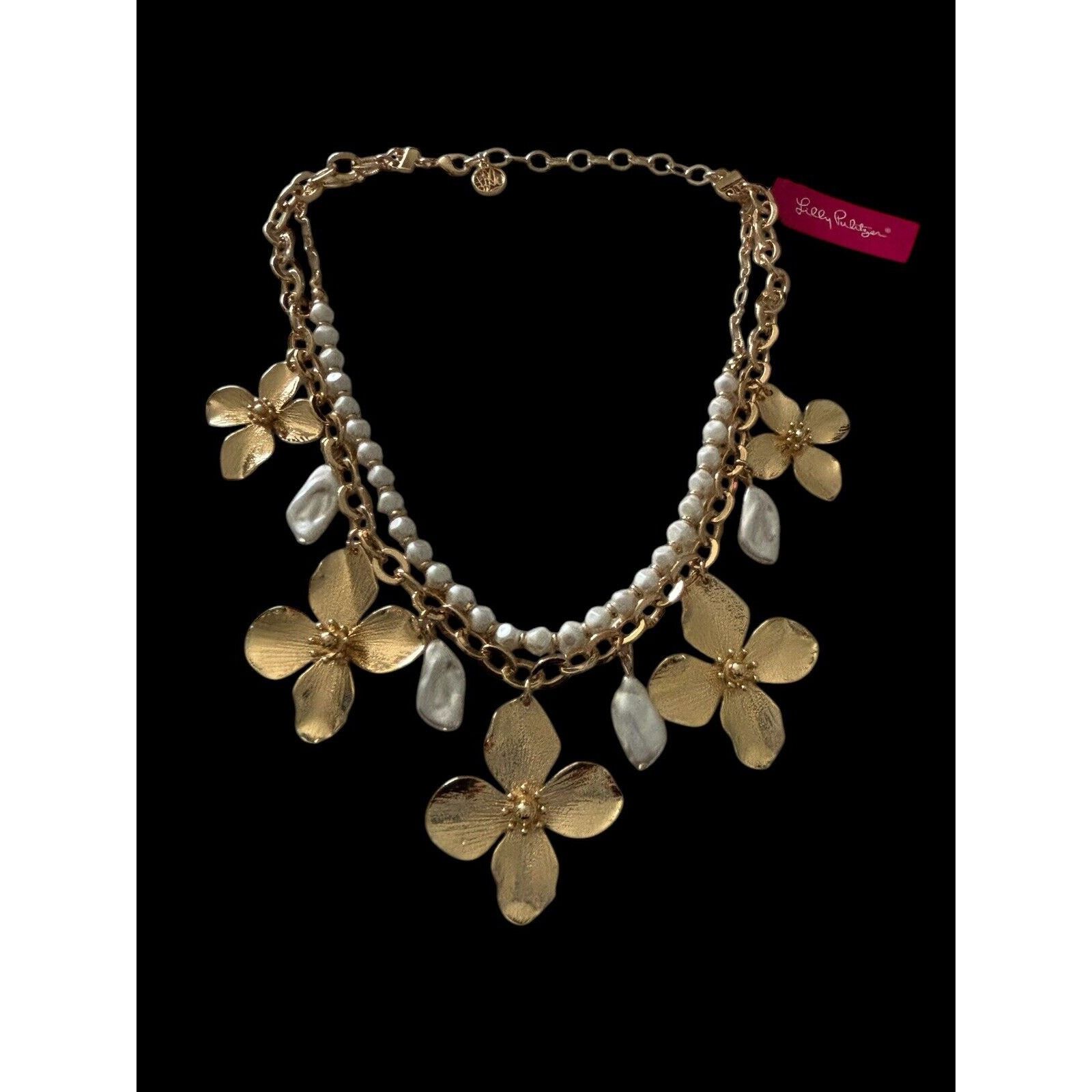 Lilly Pulitzer Lilly Pulitzer Necklace Via Flora Gold Metallic Faux Pearls Size ONE SIZE - 2 Thumbnail