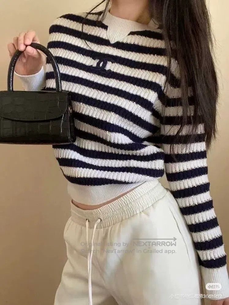 Chanel Chanel Blue and white sequin striped sweater long sleeves Size XS / US 0-2 / IT 36-38 - 8 Thumbnail