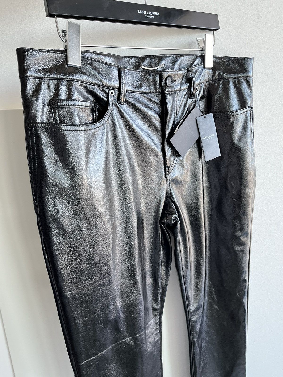 Saint Laurent Paris × Yves Saint Laurent Brand New Runway Saint Laurent Leather Wax Shiny Pant Size US 34 / EU 50 - 15 Thumbnail