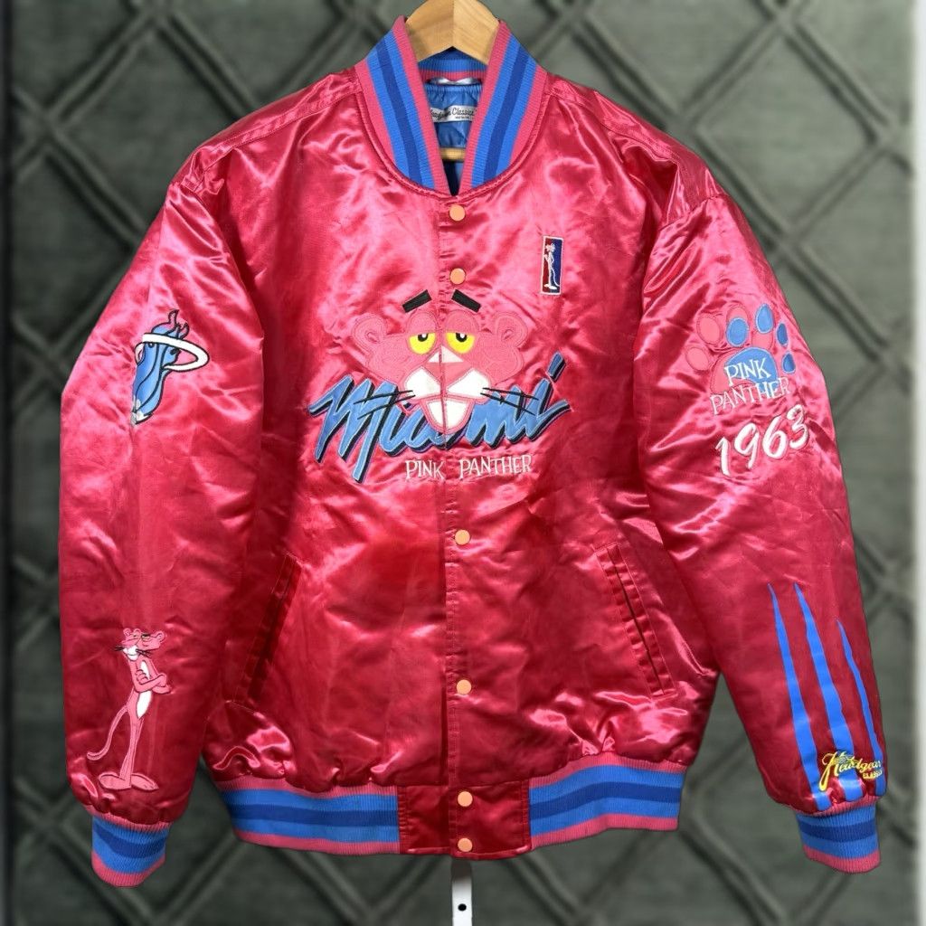 Vintage VINTAGE Headgear Classics Miami Pink Panther Bomber Jacket Unisex 3XL Pink Satin Stars Miami Vice Vice City 80s Mens Womens Size 40" / US 18 - 1 Thumbnail