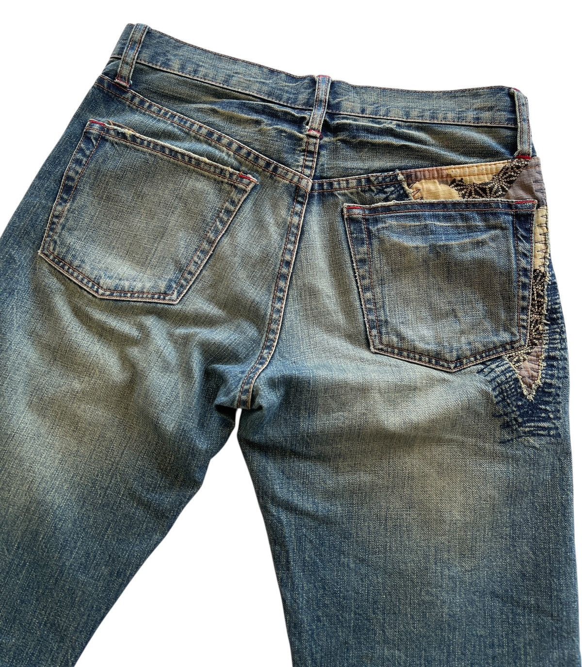 Japanese Brand Takeo Kikuchi Patchwork Distressed Sashiko Boro Denim Size US 30 / EU 46 - 11 Thumbnail