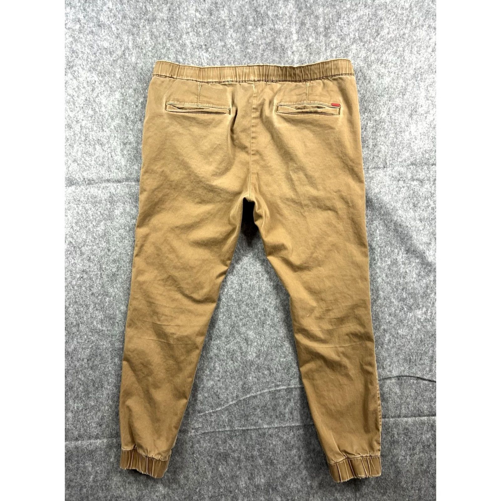 Denime Bullhead Denim Mens Khaki Jogger Pants Slim Fit Elastic Waist Size M Brown 28in Inseam Front Slant Pockets Casual Pants Size US 31 - 2 Thumbnail