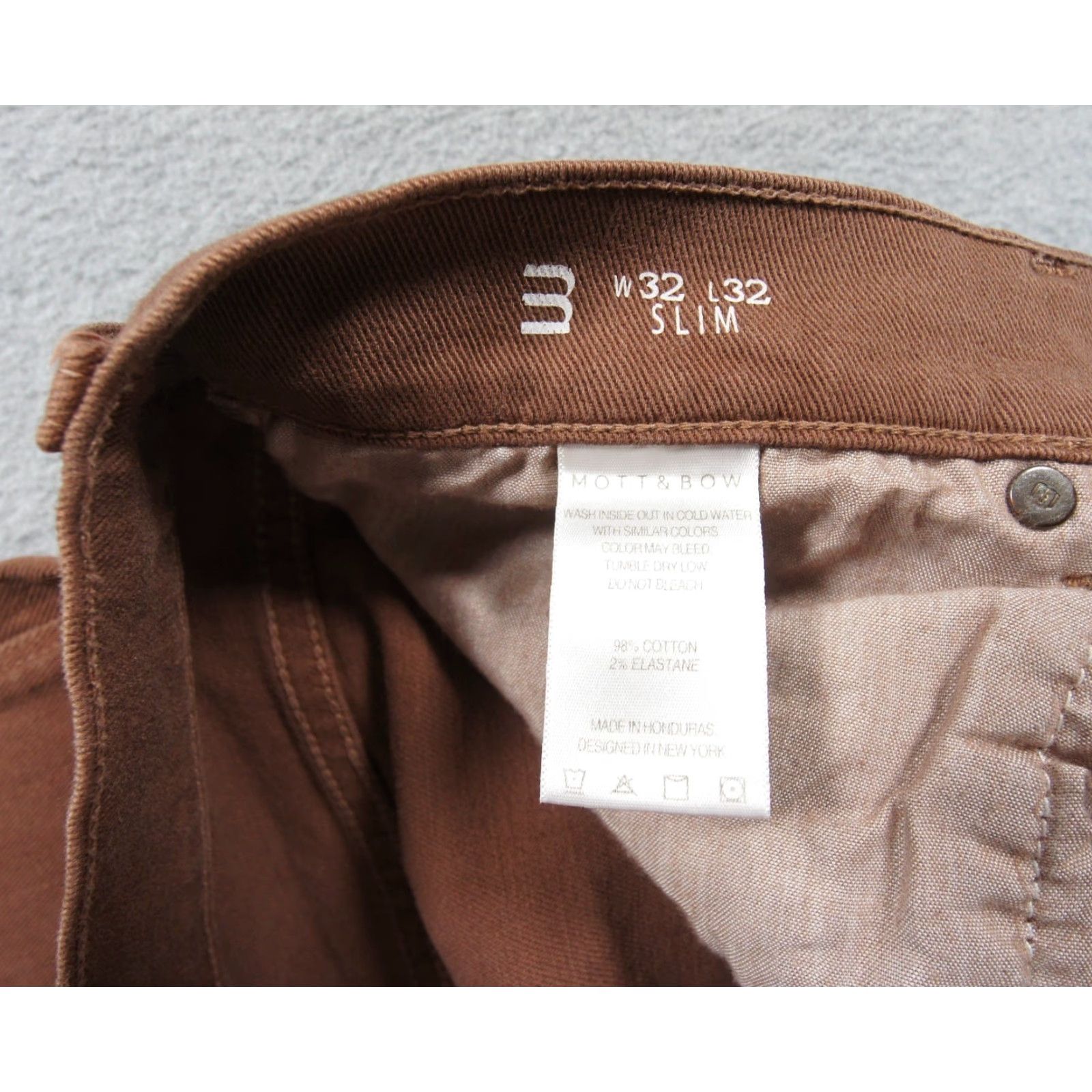 Mott & Bow Mott & Bow Jeans Mens 32x28 Brown Mercer Slim Stretch Twill Casual Jeans Pants Regular Straight Size US 32 / EU 48 - 7 Thumbnail
