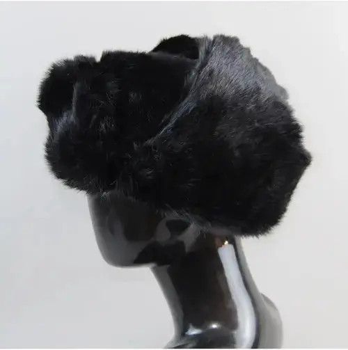 Other Warm Natural Rabbit Fur Bomber Hat With Earflaps Size ONE SIZE - 6 Thumbnail