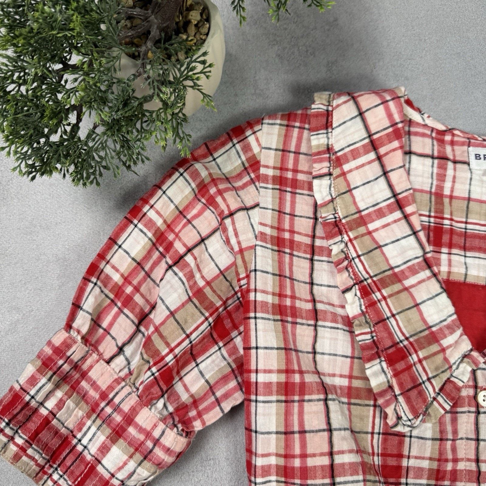 Vintage BRORA 100% Cotton Gingham Lined Chelsea Collar Dress Size 6 Size XS / US 0-2 / IT 36-38 - 3 Thumbnail