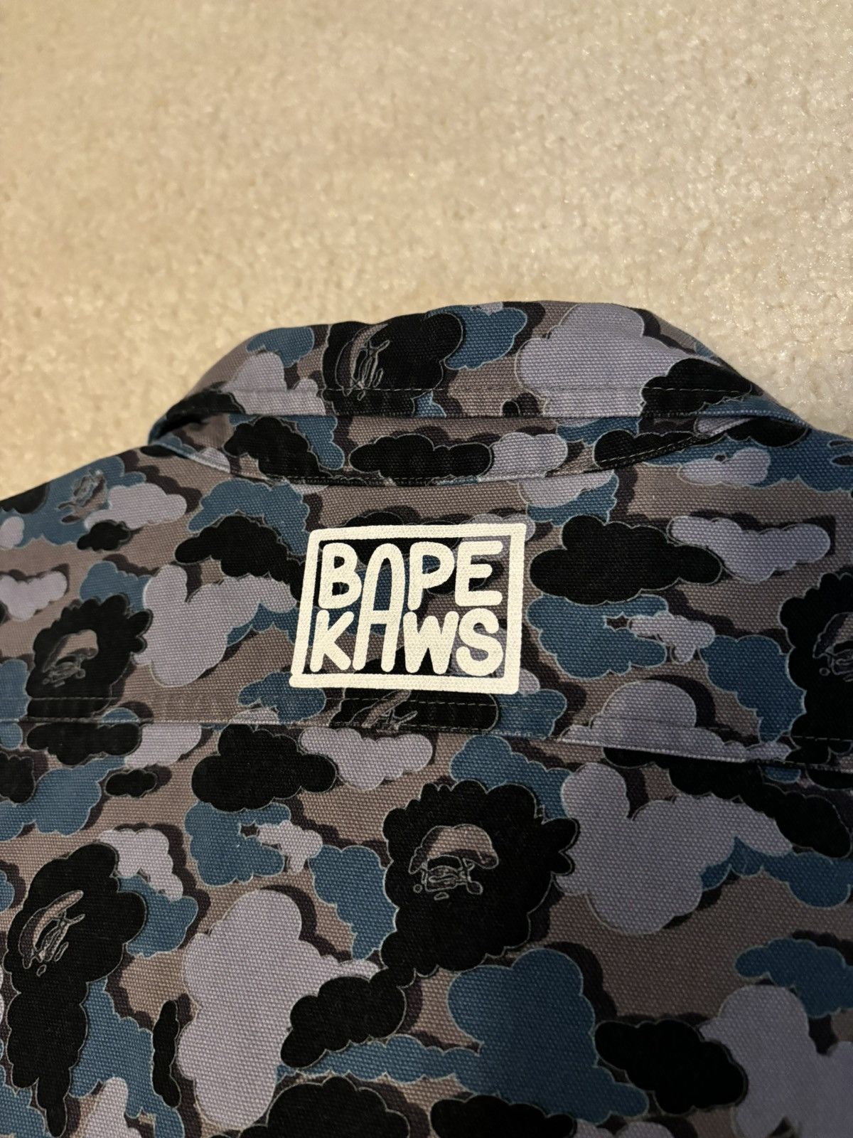 Bape × Kaws A Bathing Ape Kaws Cloud Camo Work Shirt Long Sleeve Blue Size US M / EU 48-50 / 2 - 10 Thumbnail