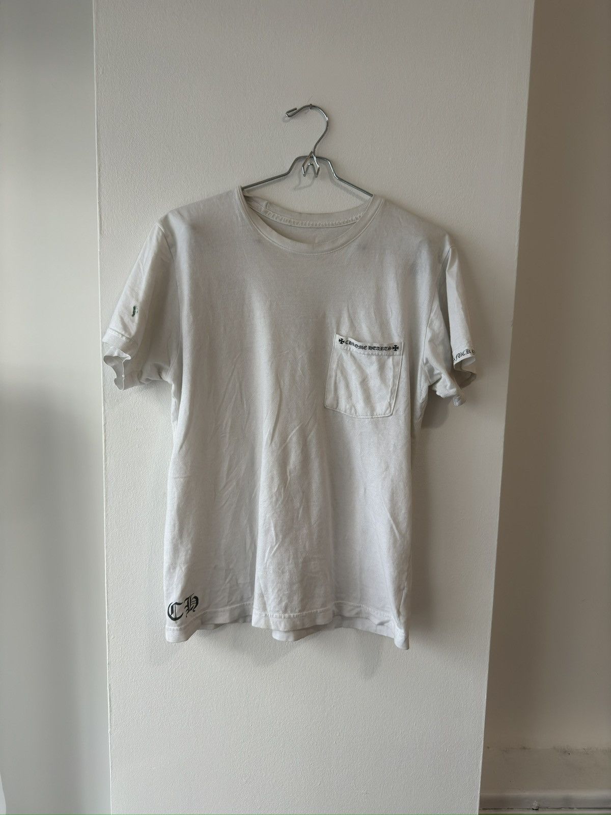 image of Chrome Hearts Hollywood Pocket Tee in White, Men's (Size Medium)
