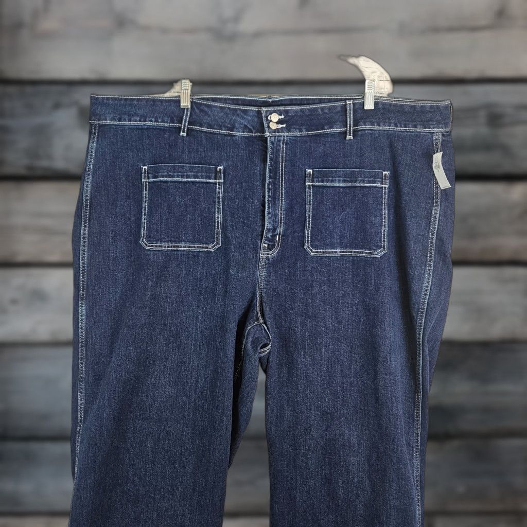 Old Navy Old Navy Womens Sky Hi Wide Leg Jeans Sz 26 Blue Dark Wash Size 26" / US 2 / IT 38 - 1 Thumbnail