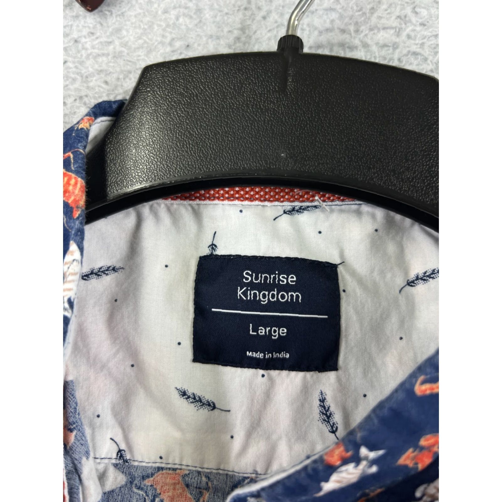 Vintage Sunrise Kingdom Shirt Mens Large Blue Red Lobster Hawaiian Cotton Button-Up Size US L / EU 52-54 / 3 - 7 Thumbnail