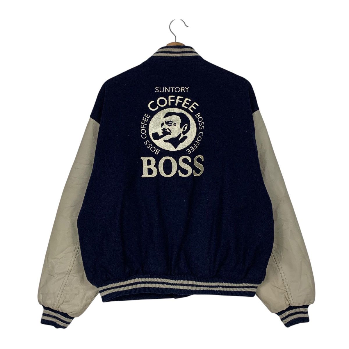 Japanese Brand Suntory Boss Coffee Varsity Leather Jacket Size US L / EU 52-54 / 3 - 1 Thumbnail