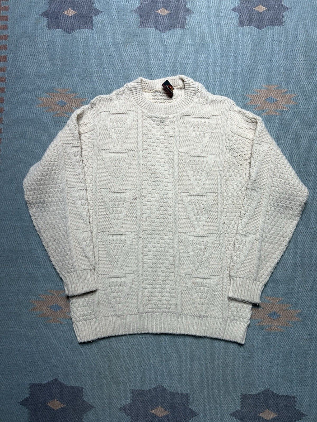 Vintage Vtg 70s Alps Kilkenny wool sweater cable knit cream large Size US L / EU 52-54 / 3 - 1 Thumbnail