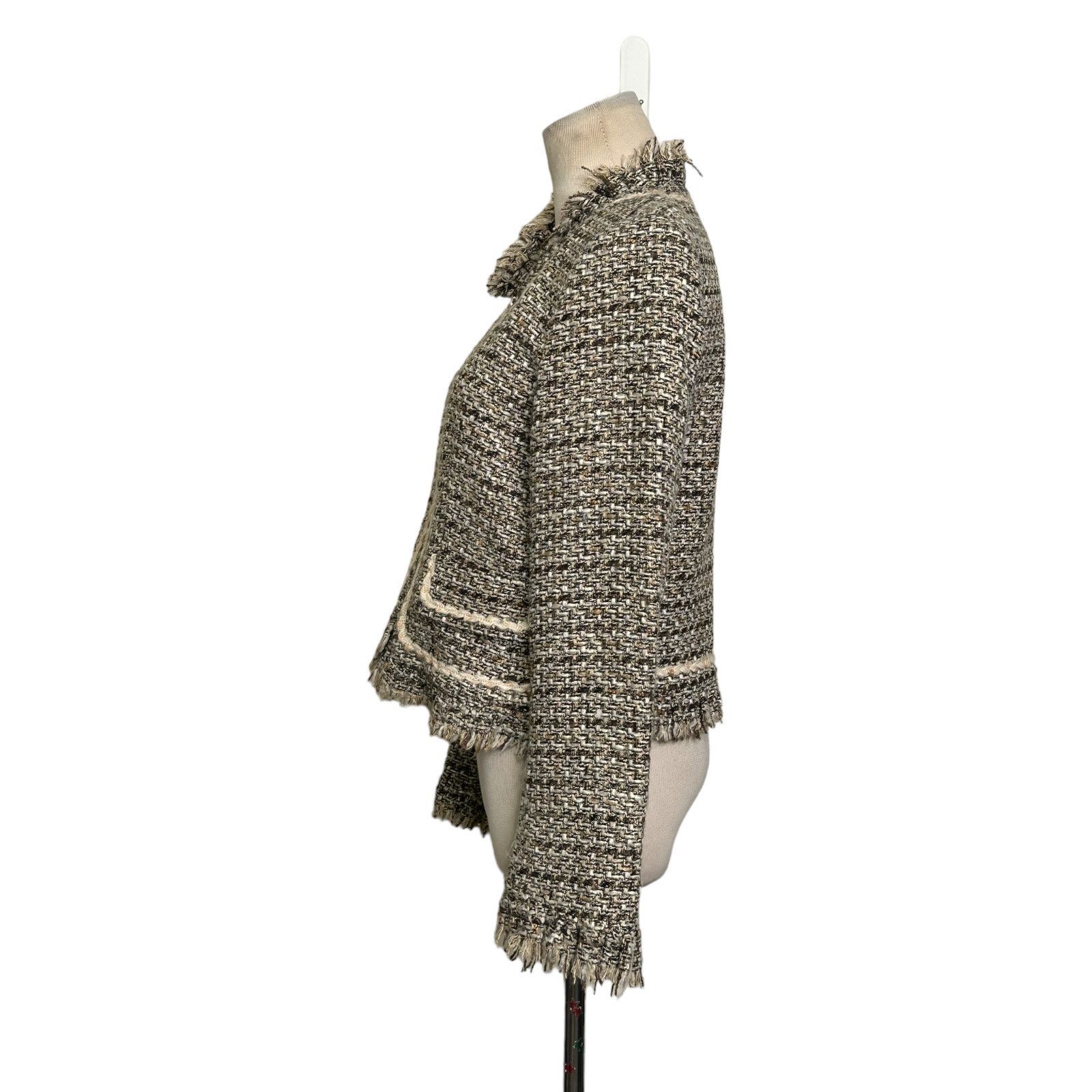 Holt Renfrew Renfrew brown woven fringe zippered jacket blazer size 6 Size M / US 6-8 / IT 42-44 - 2 Thumbnail