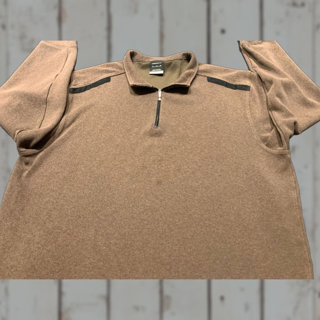 Nike Nike Golf Pullover Mens XL Brown Dri-Fit 1/4 Zip Mock Neck Casual Sportswear Size US XL / EU 56 / 4 - 1 Thumbnail