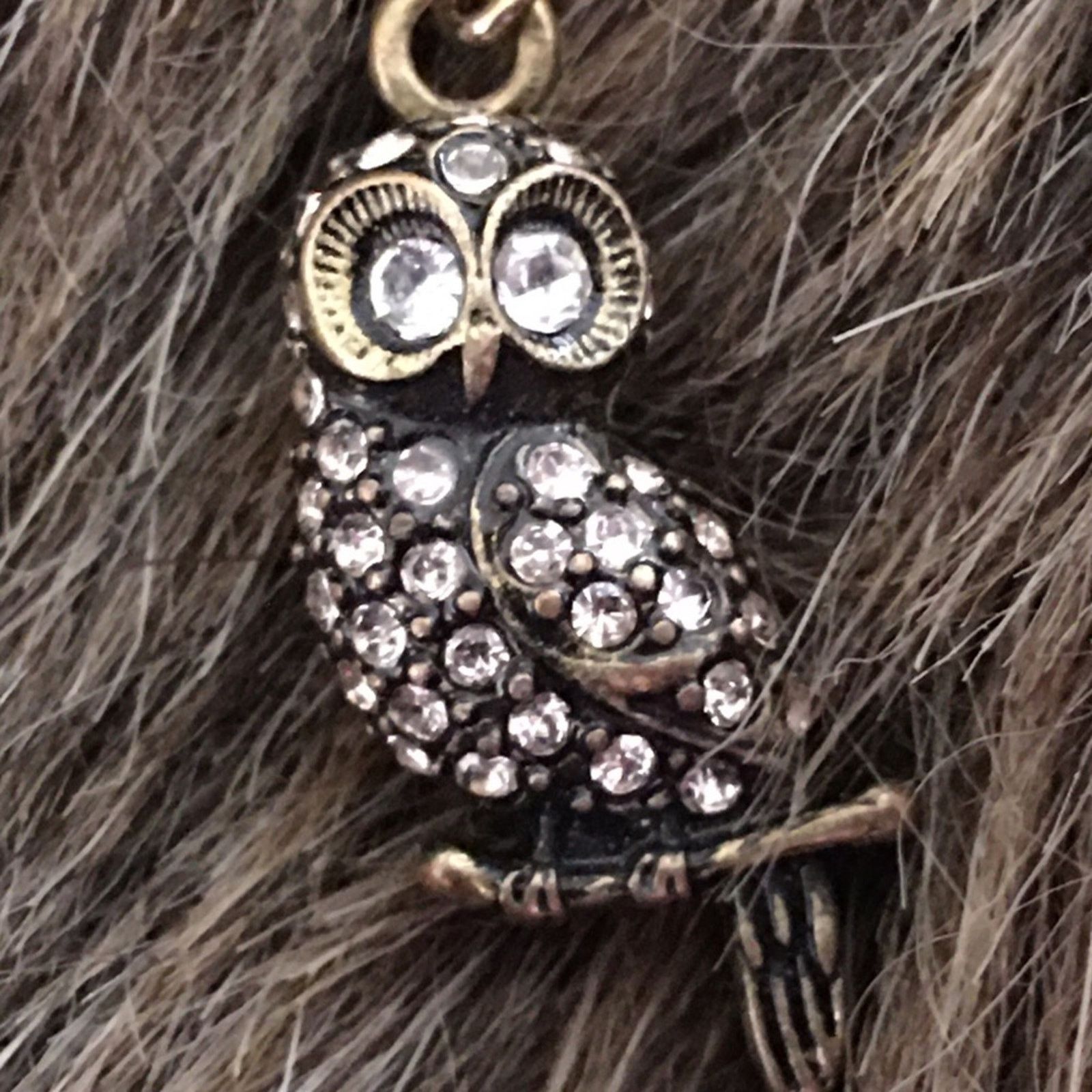 Vintage Vintage rhinestone owl pendant long gold chain Size ONE SIZE - 1 Thumbnail