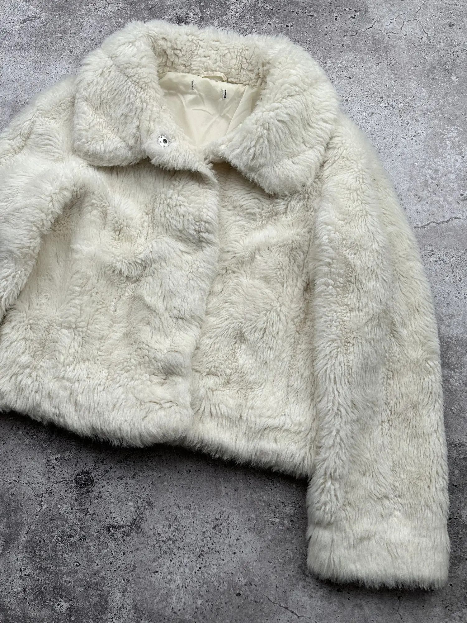 Japanese Brand Vintage Cropped Faux Fur Coat C143(V78)(E8) Size M / US 6-8 / IT 42-44 - 3 Thumbnail