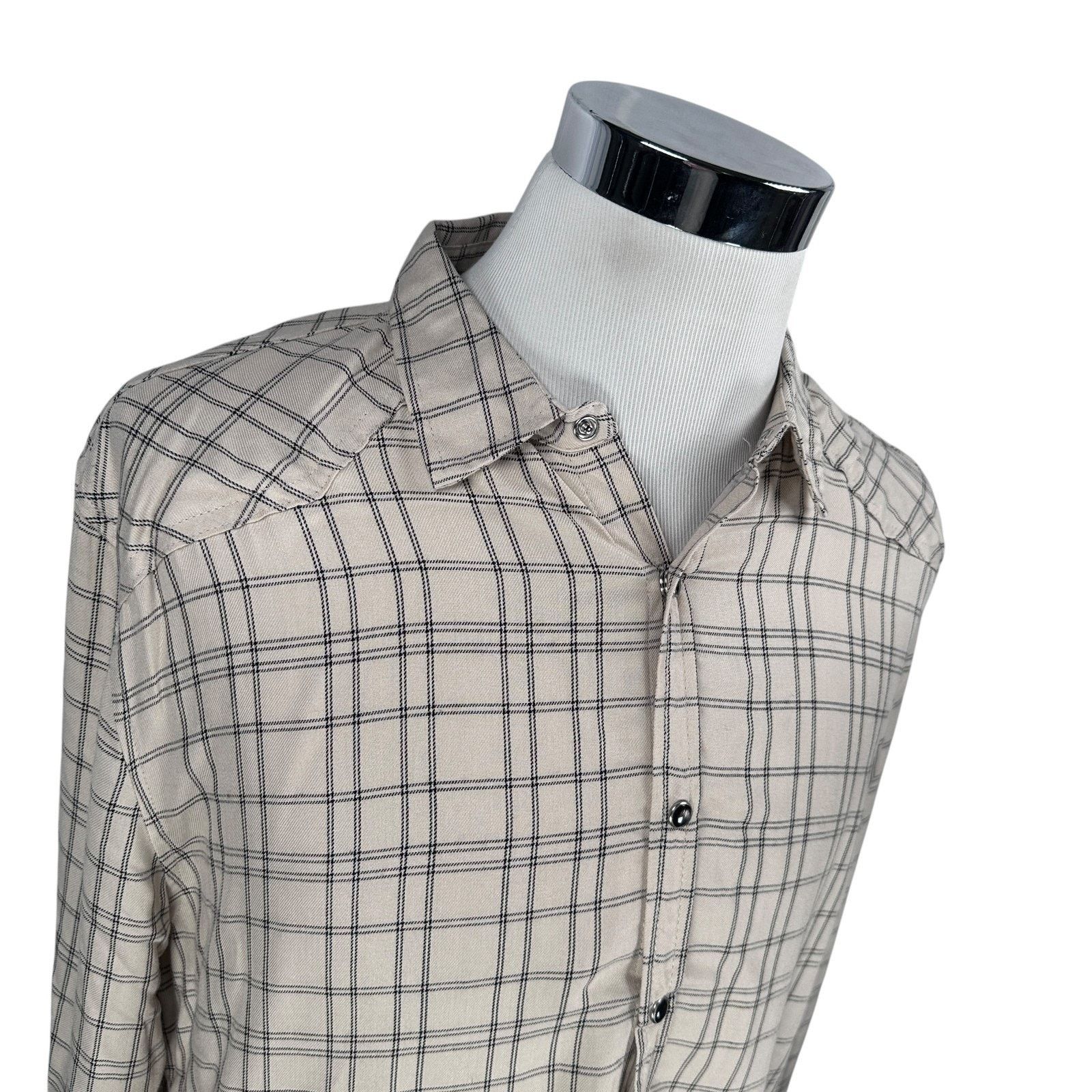 Other YoungLA Shirt Men’s XL Beige Checked Cowboy Cut Pearl Snap Size US XL / EU 56 / 4 - 2 Thumbnail