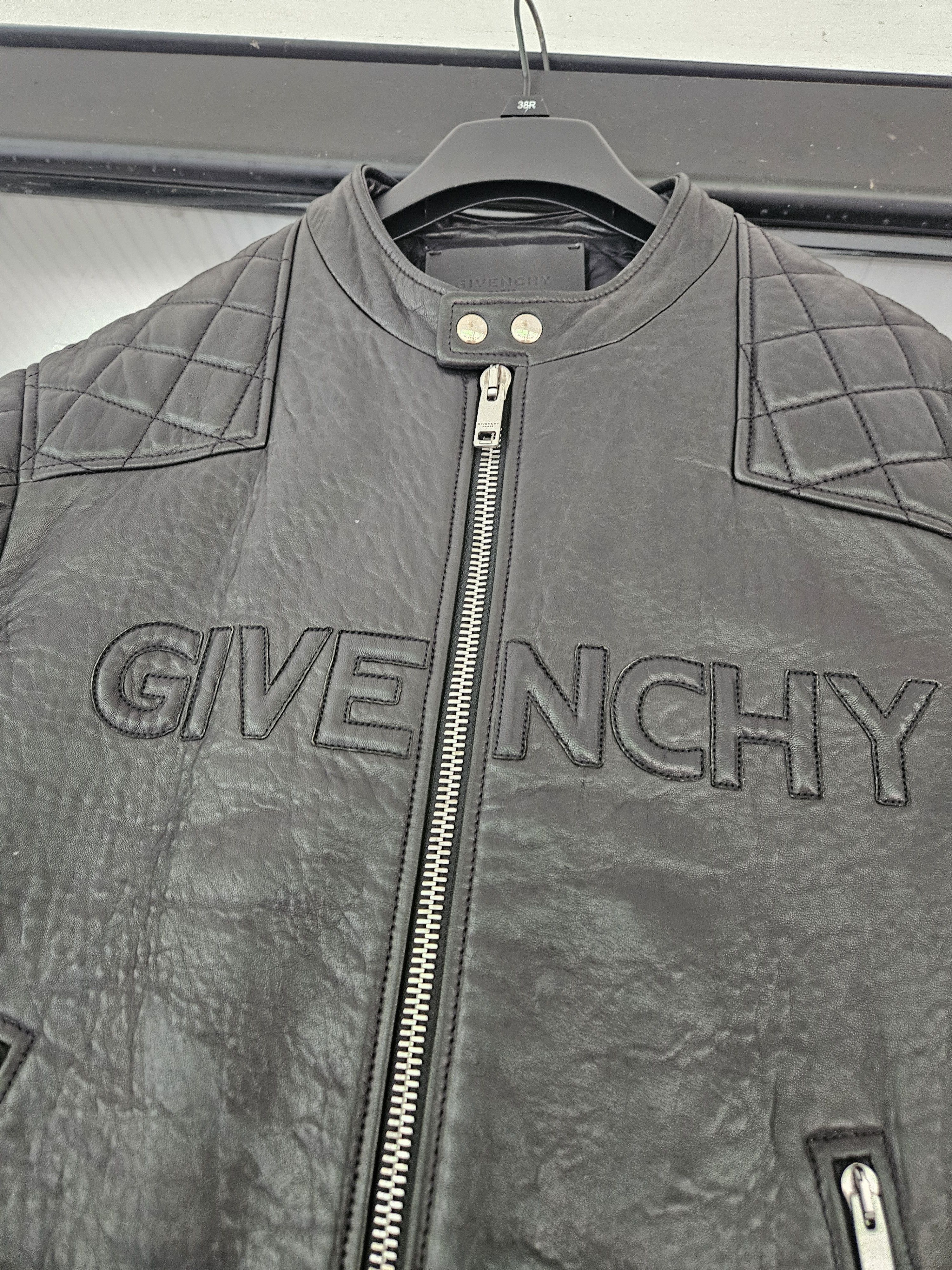 Givenchy Black Lambskin Quilted Zip Up Leather Moto Jacket Size US L / EU 52-54 / 3 - 2 Thumbnail