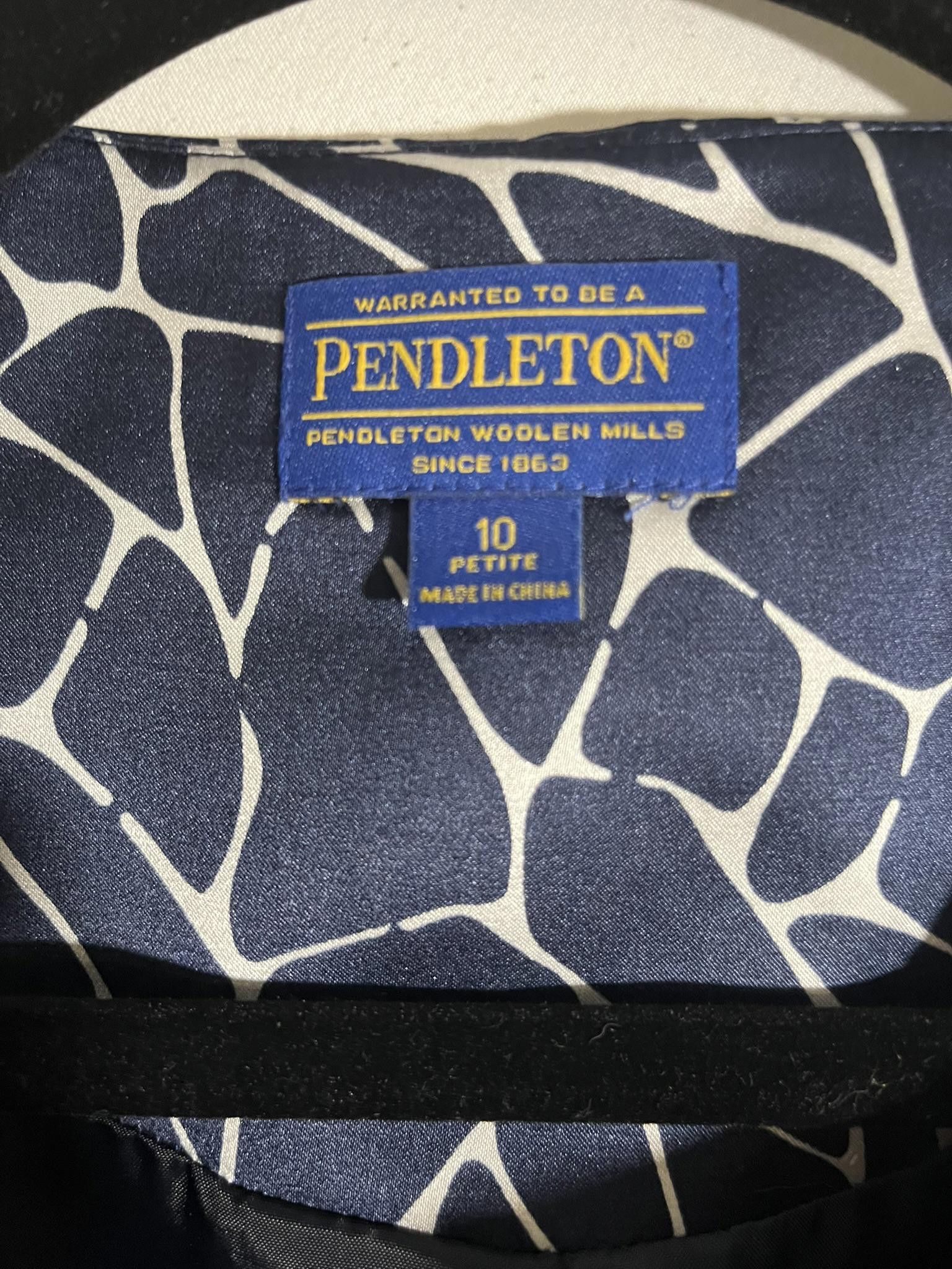 Pendleton Pendleton Vintage Petite Blazer - Stylish Navy & White Print Size L / US 10 / IT 46 - 2 Thumbnail