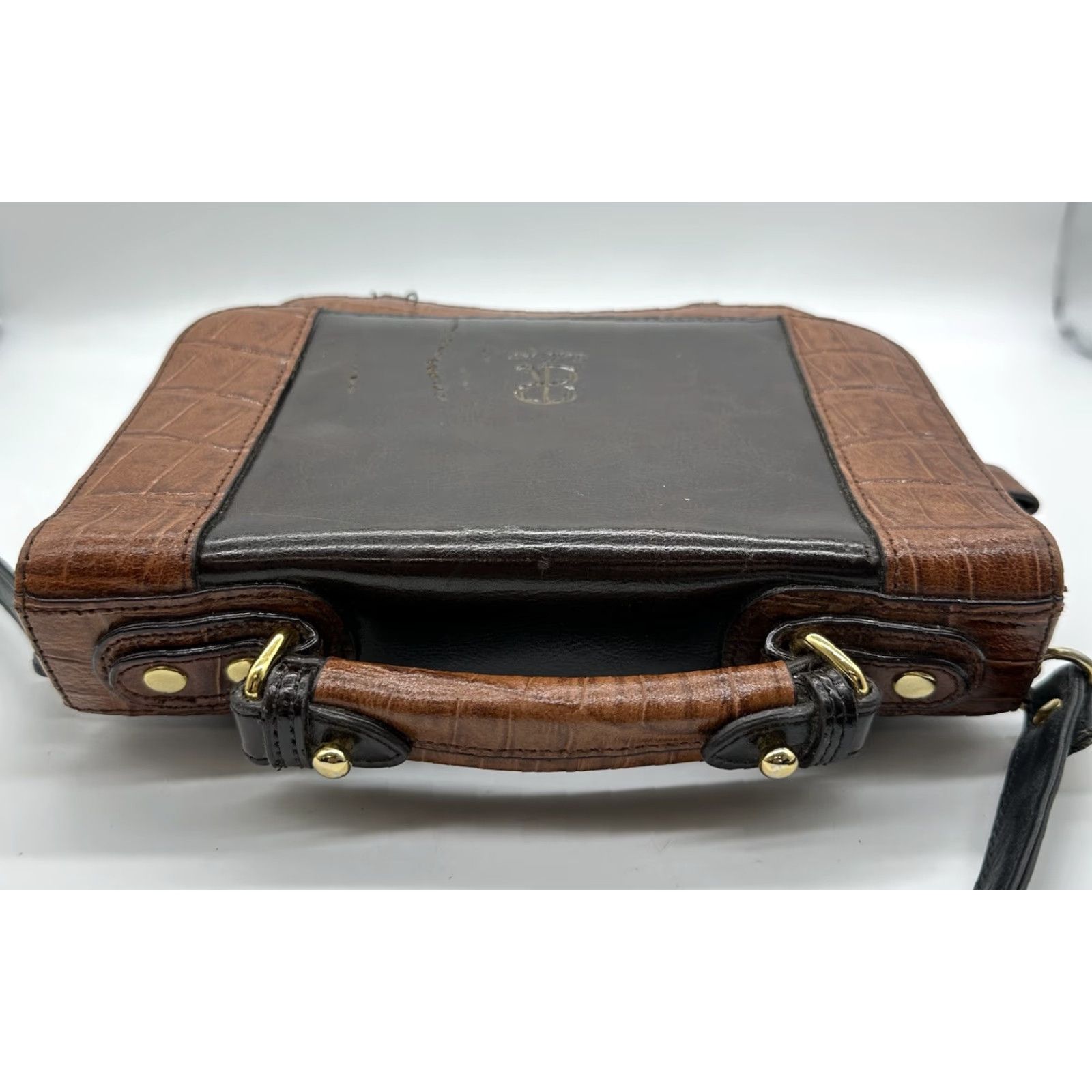 Bellerose VINTAGE Bellerose Leather Bag Purse Business Organizer Multi Pockets Mirror Brwn Square Bag Women Small Brown Retro Classic Size ONE SIZE - 5 Thumbnail
