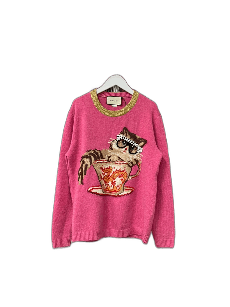 Gucci Gucci Cat Sweater with Gold Detail Size M / US 6-8 / IT 42-44 - 1 Thumbnail