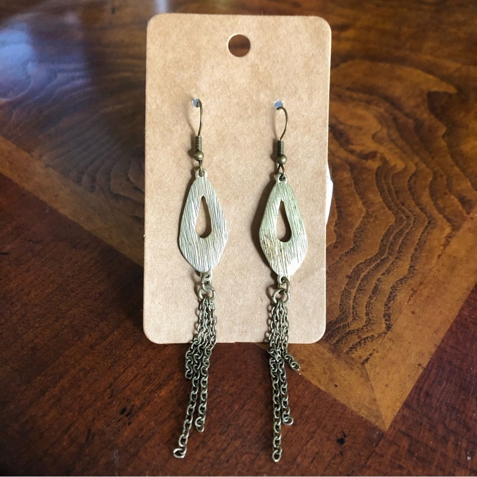 Vintage Vintage brass open raindrop chain fringe earrings Size ONE SIZE - 1 Thumbnail