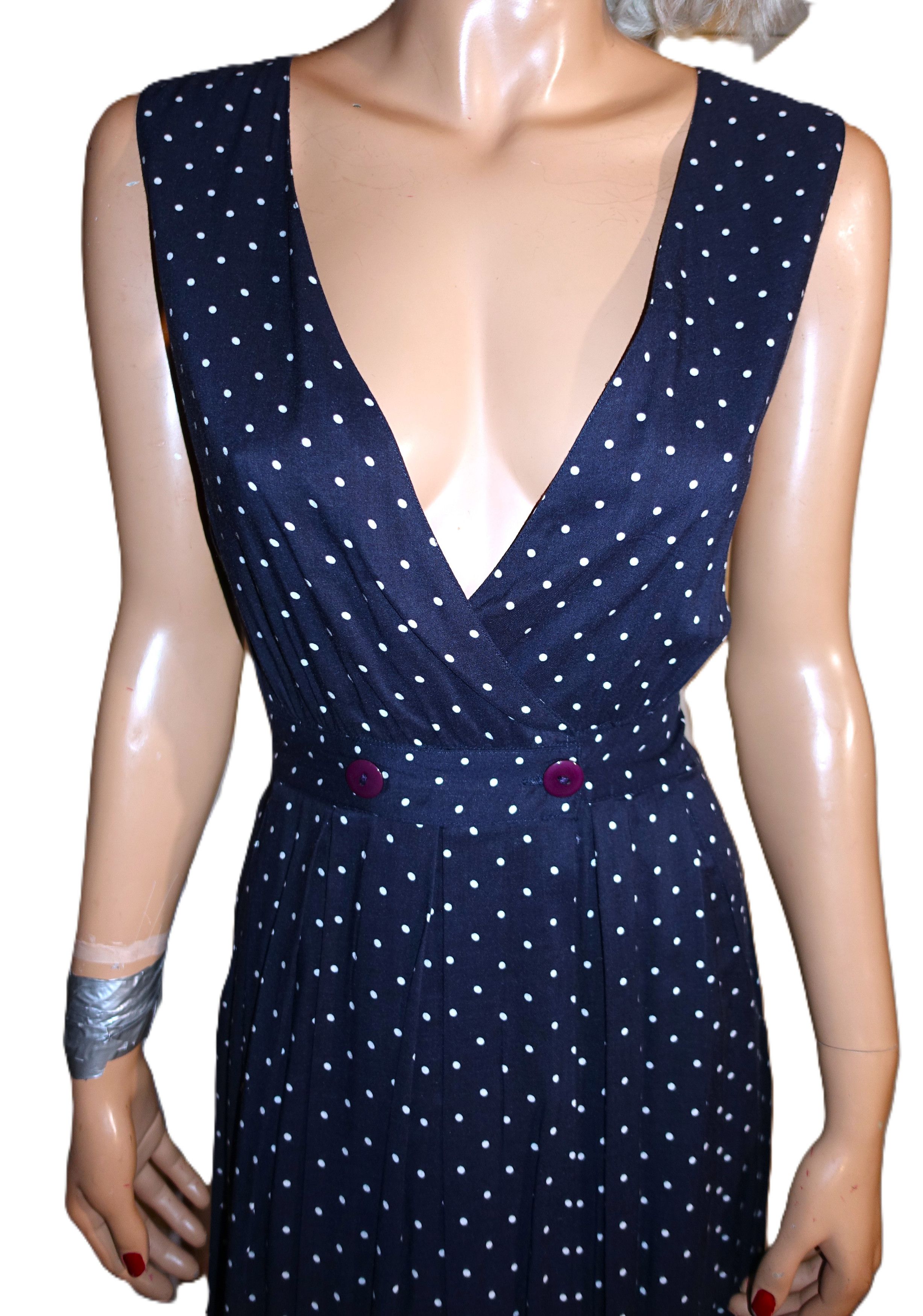 Other Styleworks Navy Blue White Polka Dot Dress 12P Size XL / US 12-14 / IT 48-50 - 2 Thumbnail