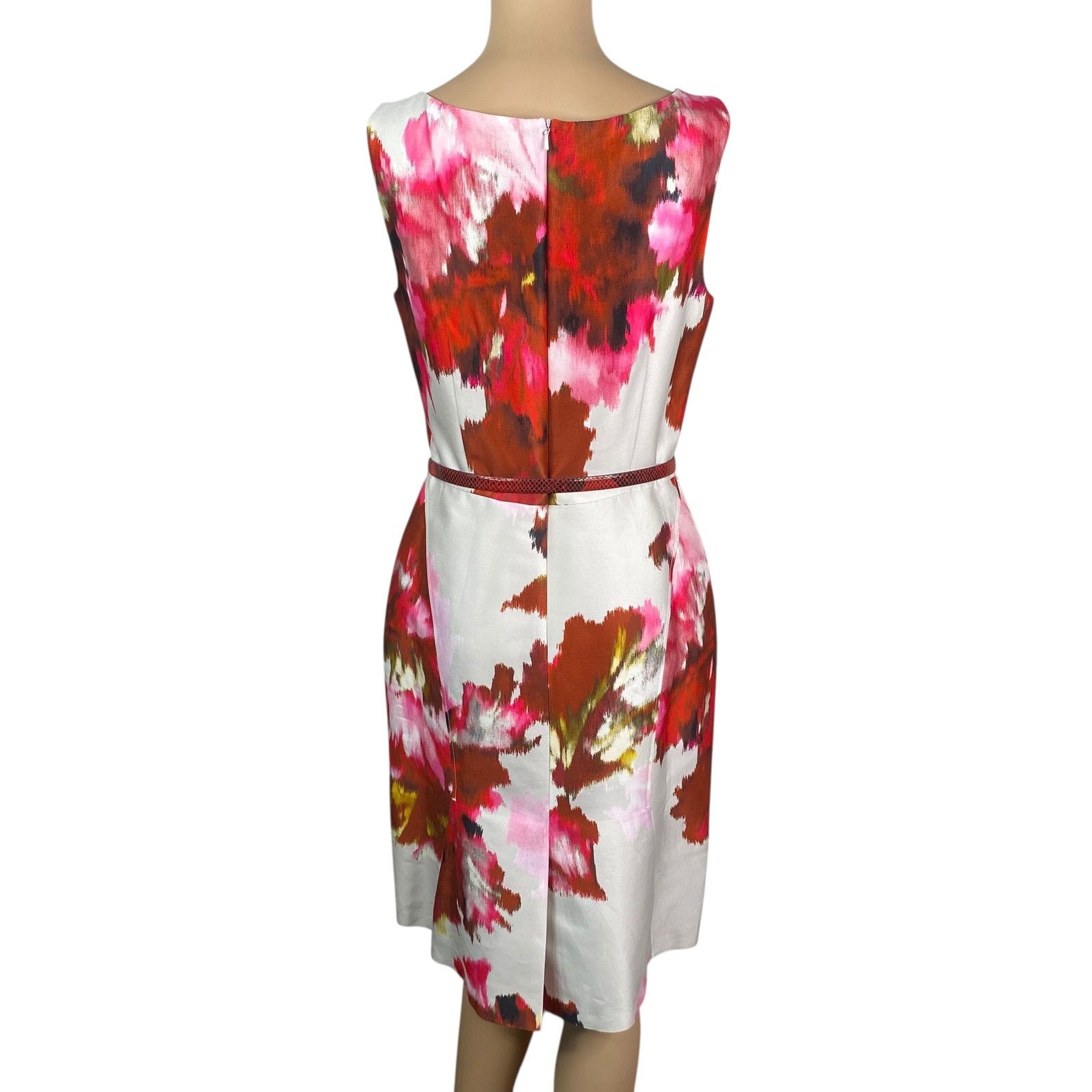 Max Mara Max Mara Watercolor Floral Snakeskin Belt Sheath Dress Size S / US 4 / IT 40 - 7 Thumbnail