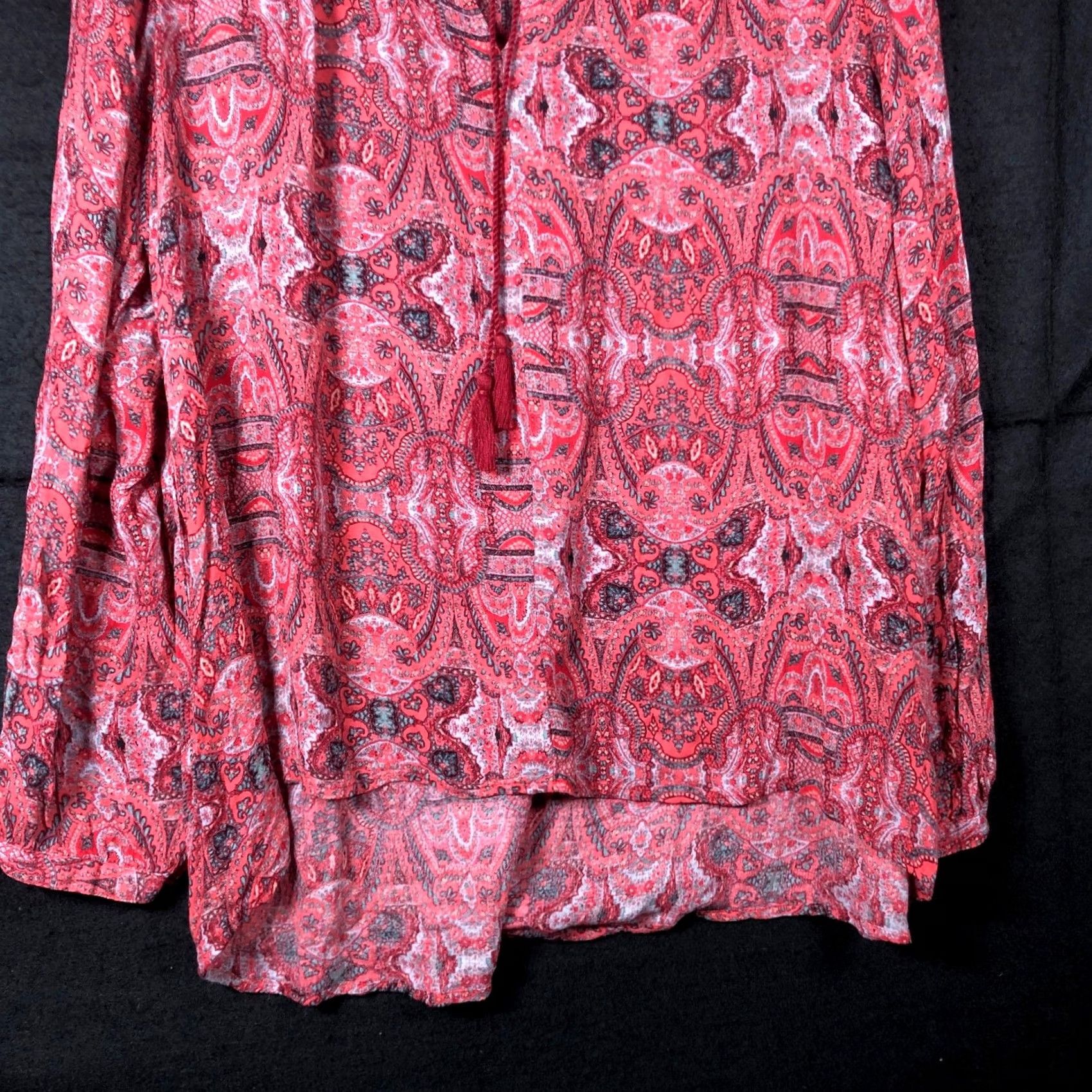 Lucky Brand Lucky Brand Blouse Womens Red Pink V-Neck Front Tie Long Sleeve Large XS- XXL? Size L / US 10 / IT 46 - 3 Thumbnail