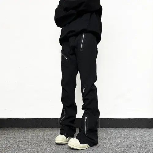Jean Black Zipper Flare Pants Size US 30 / EU 46 - 1 Thumbnail