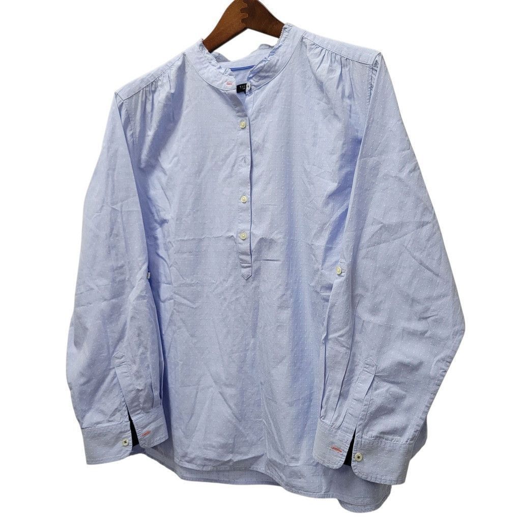 Talbots Talbots Women's Ruffled Collar Roll Tab-Sleeves Cotton Top Size XXL / US 16-18 / IT 52-54 - 2 Thumbnail