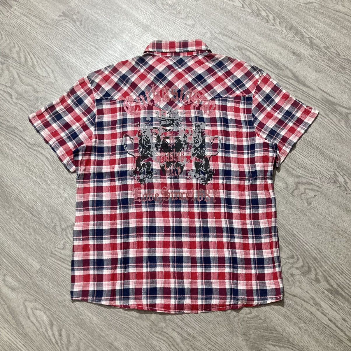 20471120 2000s Corn Flake Poem Logo Western Plaid Shirt Button Up Size US L / EU 52-54 / 3 - 1 Thumbnail