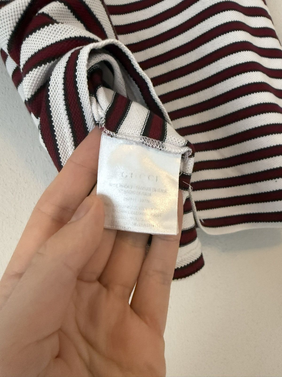 Gucci Striped Cotton Polo with Embroidered Crest Patch Size US M / EU 48-50 / 2 - 9 Thumbnail