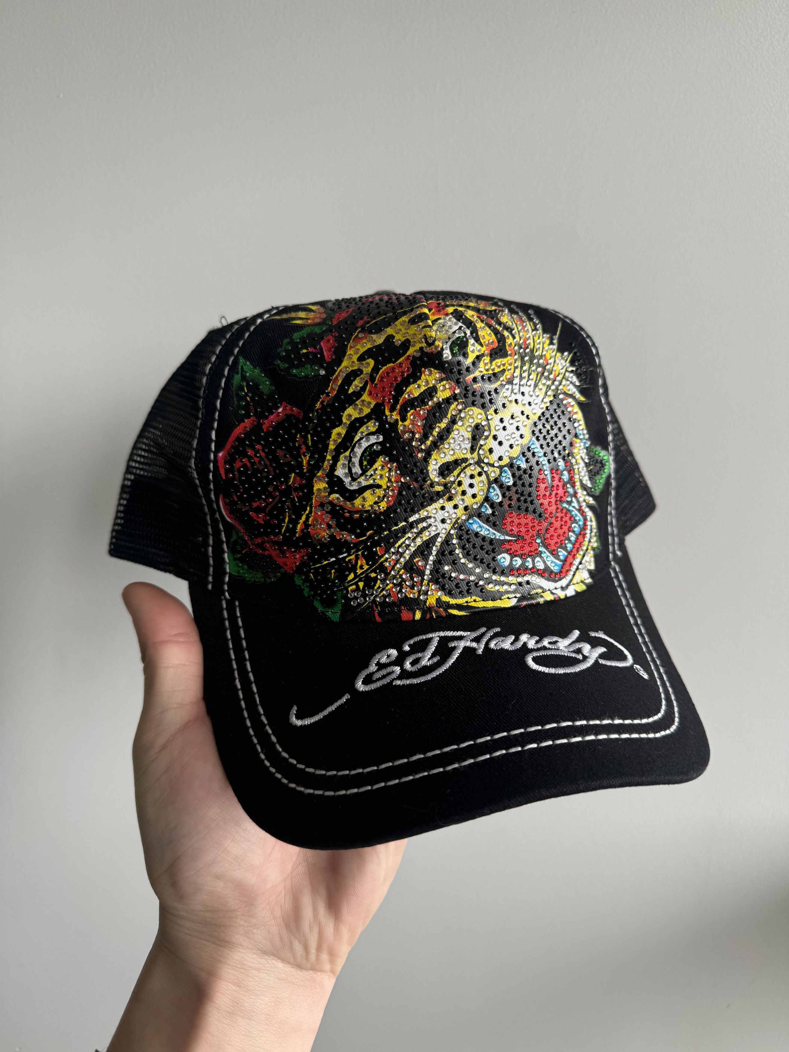 Ed Hardy y2k Ed Hardy tiger rose hat snapback mesh tracker Size ONE SIZE - 1 Thumbnail