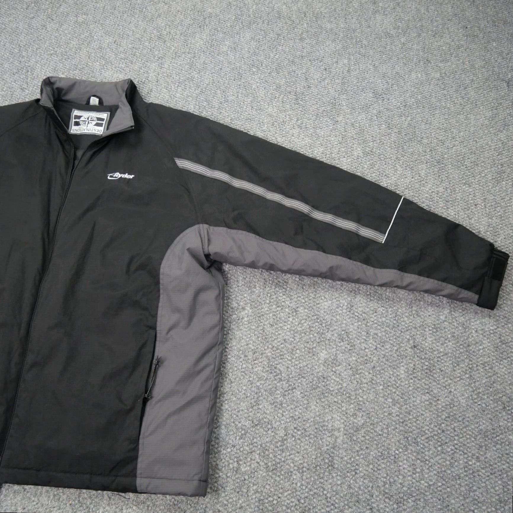Vintage Destinations Ryder Jacket American Identity Mens XL Black/Gray Embroidered Reflective Safety Size US XL / EU 56 / 4 - 4 Thumbnail