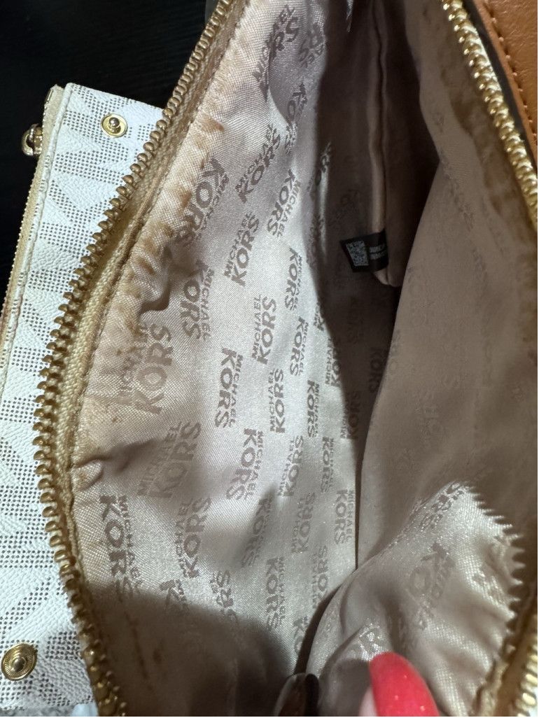 Michael Kors Michael Kors Fulton Large WhiteGray Signature Logo Crossbody Size ONE SIZE - 15 Thumbnail