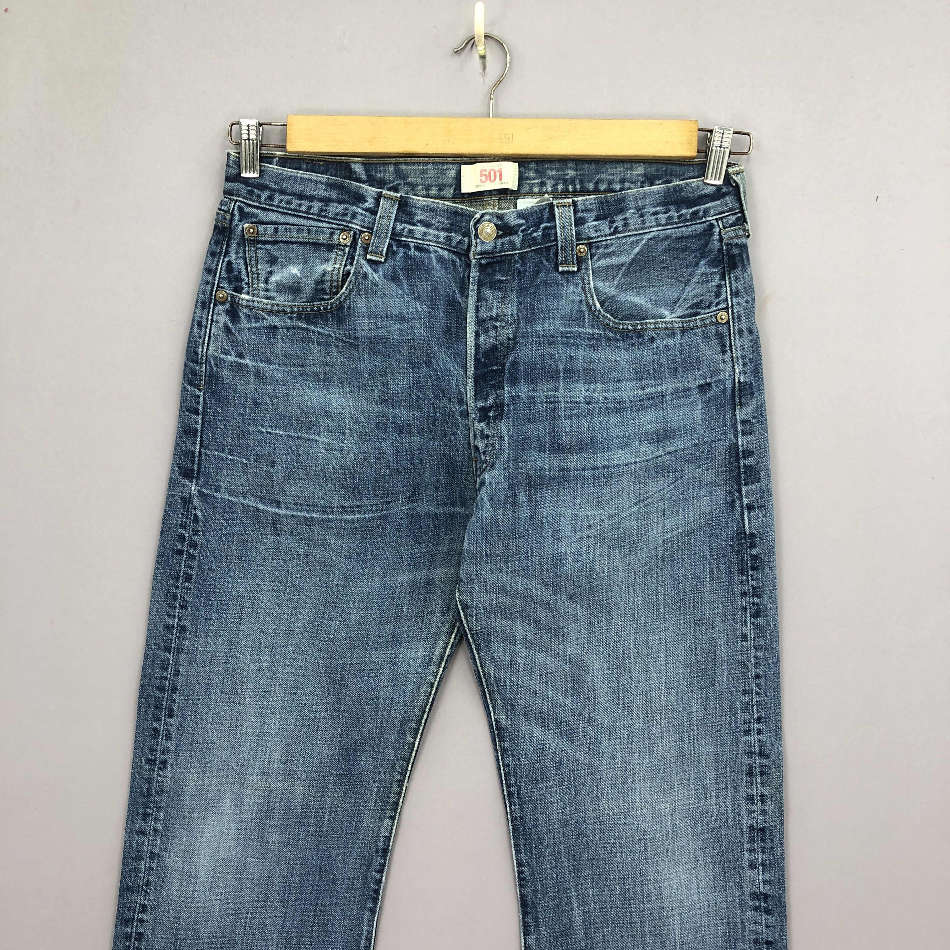 Levi's Vintage Y2K Levis 501 Jeans Levi's Light Wash Faded Denim Size US 34 / EU 50 - 4 Thumbnail