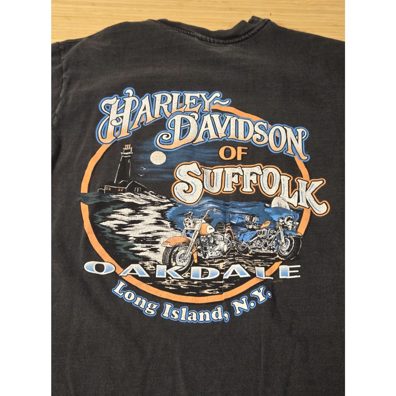 Harley Davidson VINTAGE Harley-Davidson Shirt Mens L Eagle Cutting Edge Oakdale NY 2000s Black Graphic Print Double-Sided Crew Neck Short Sleeve Mens Size US L / EU 52-54 / 3 - 6 Thumbnail