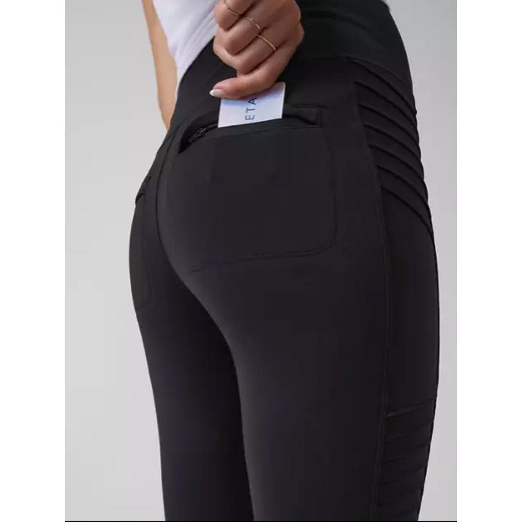 Athleta Athleta Delancey Moto Tight Leggings Women's Medium Black Zi Size 27" / US 4 / IT 40 - 18 Thumbnail